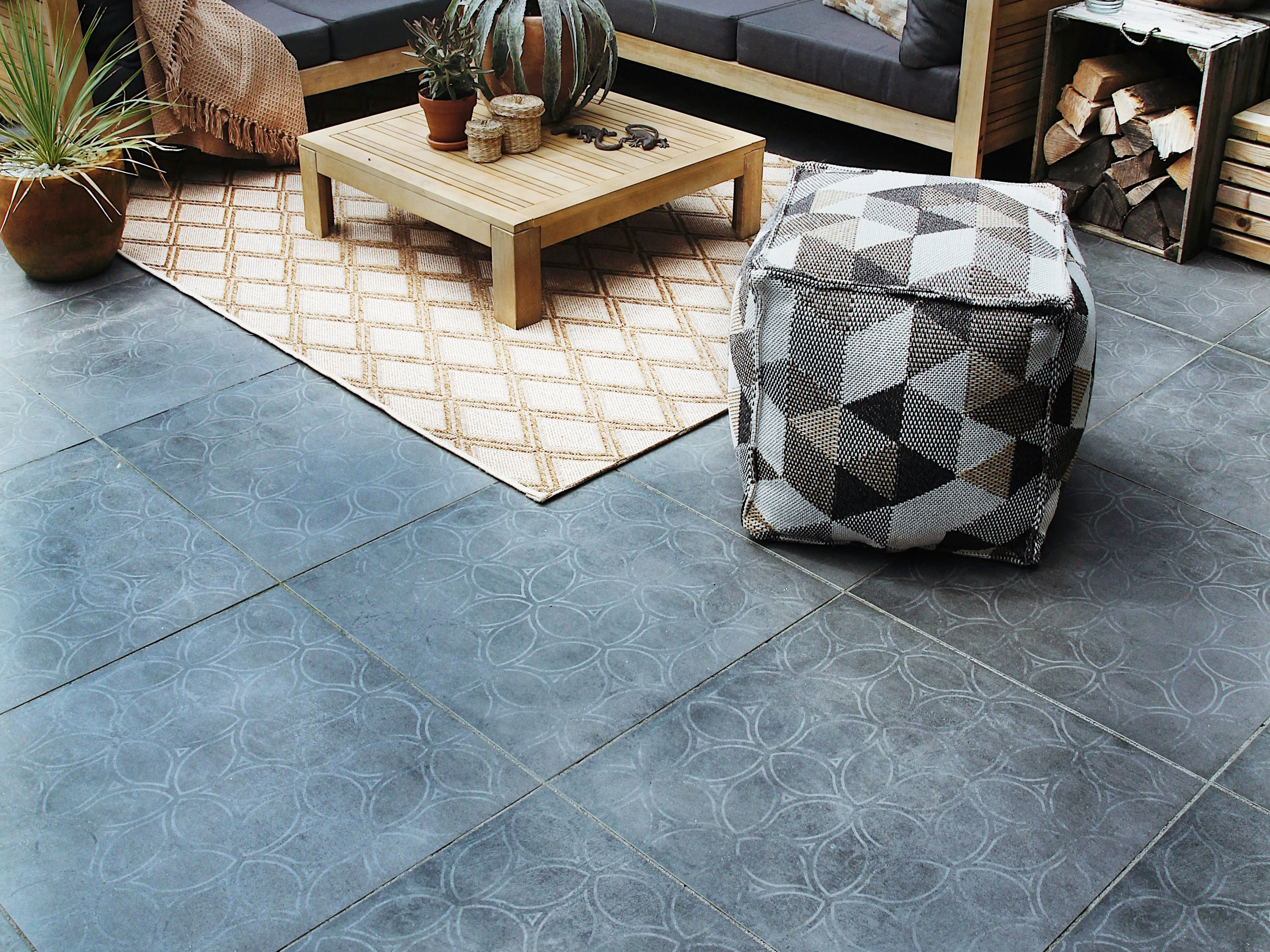 Gardenlux Keramische Tegel Cera3Line Decor Anthracite 60 x 60 x 3cm - Afbeelding 3